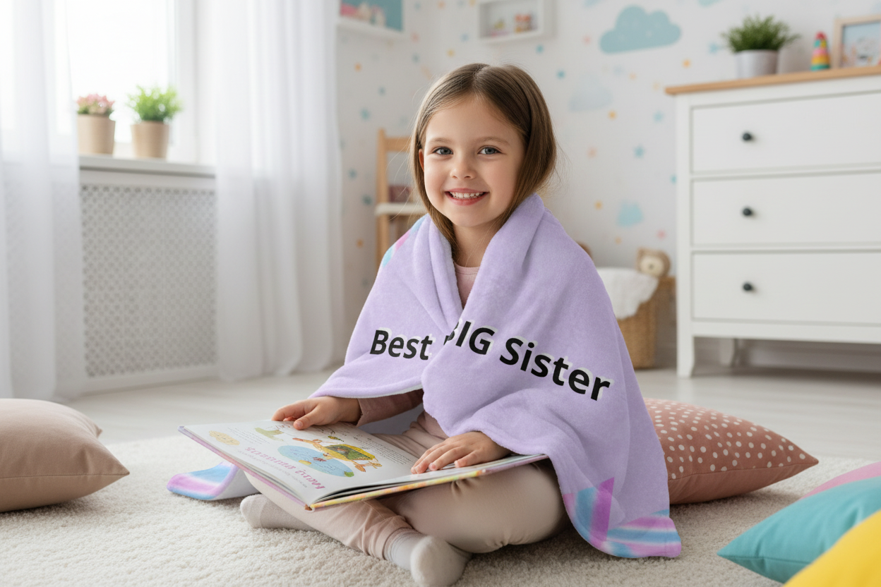 Girl Cuddling with Blanket