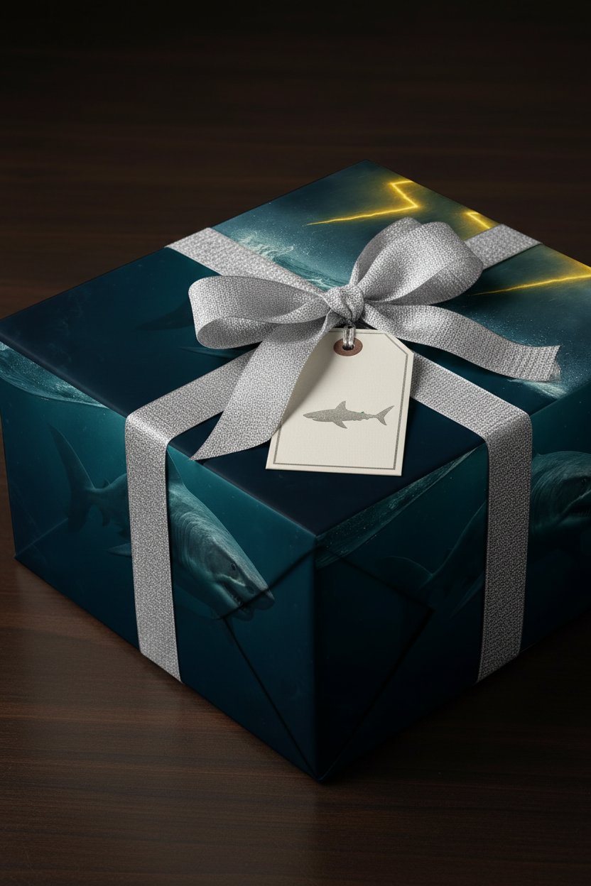 Shark Lightning Wrapping Paper Close-Up
