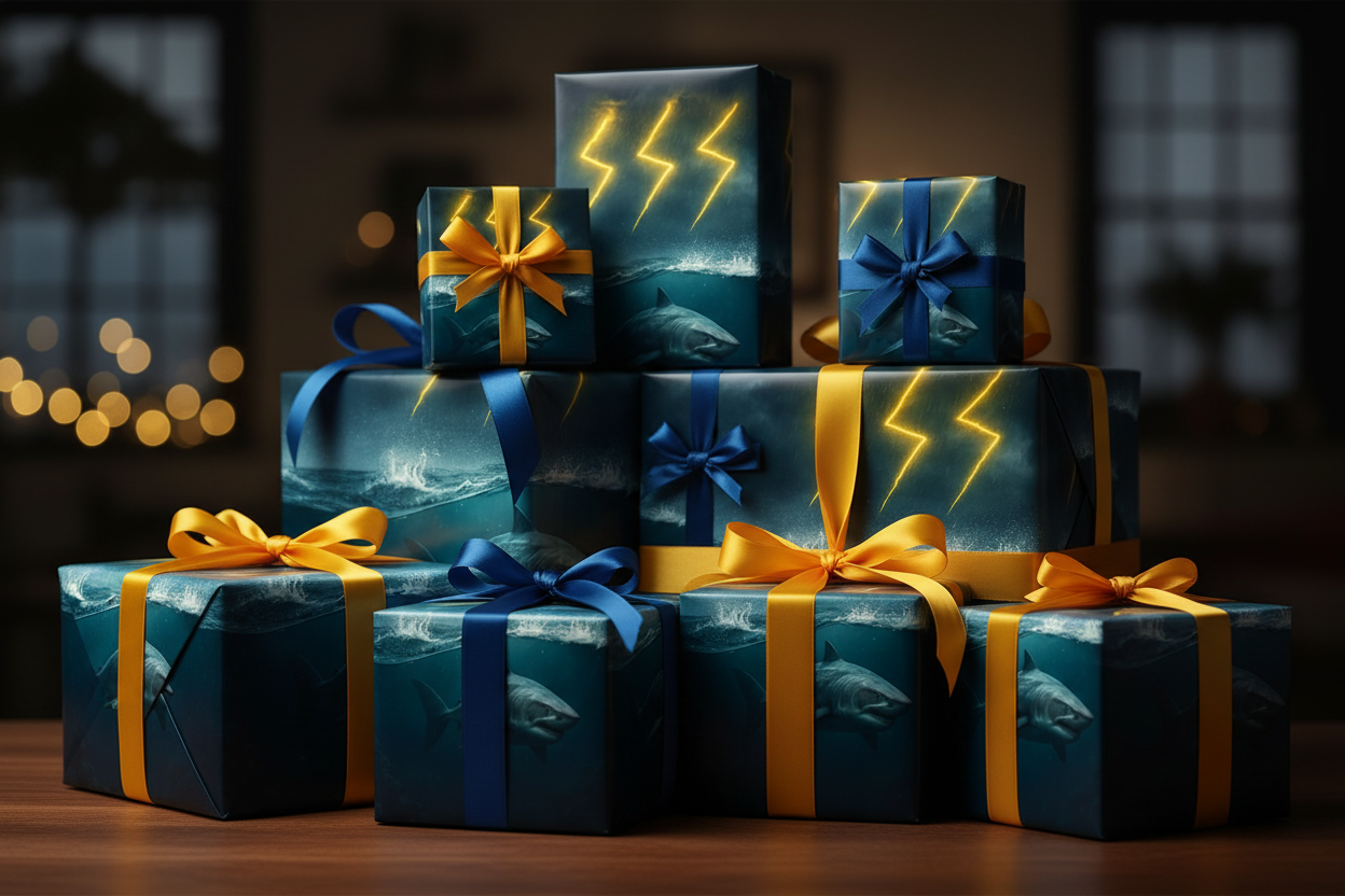 Shark Lightning Wrapping Paper Stacked