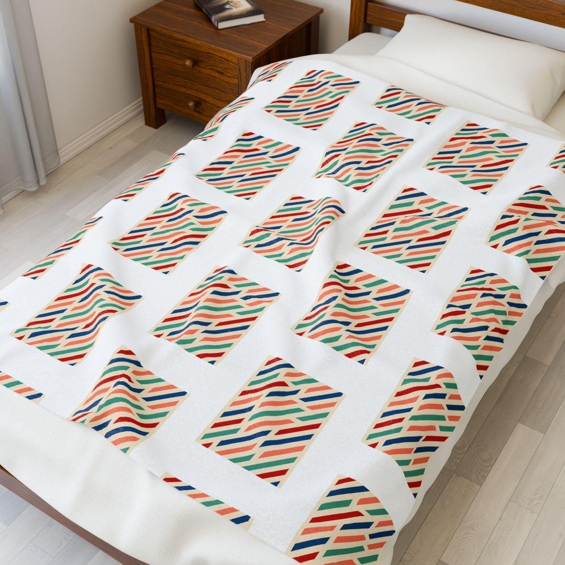 Colorful Striped Velveteen Blanket | Cozy Gift for Home Decor, Bedtime Snuggles, Baby Shower, Holiday Comfort, Warmth-Always Blessed Print