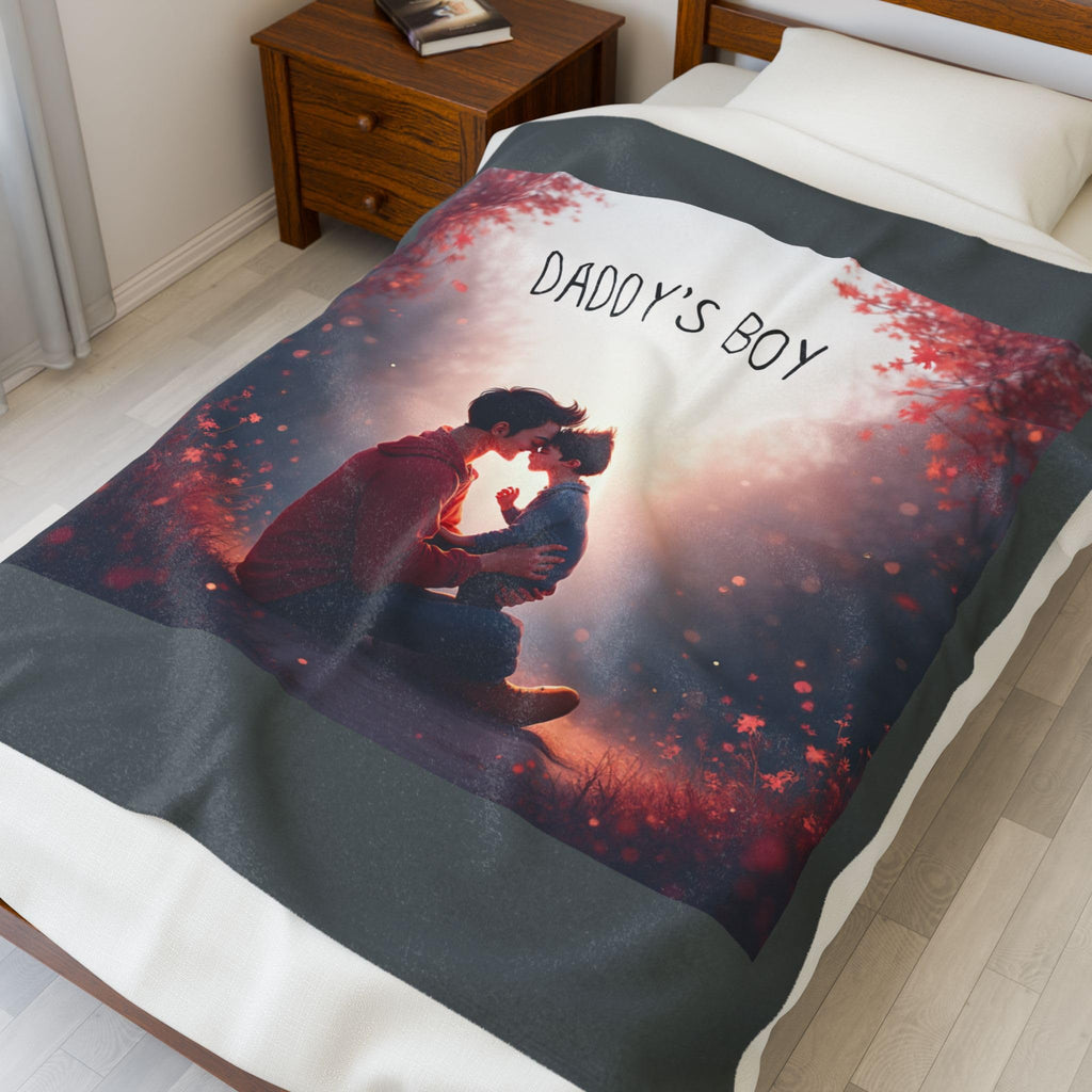 Daddy's boy Velveteen Plush Blanket-Always Blessed Print