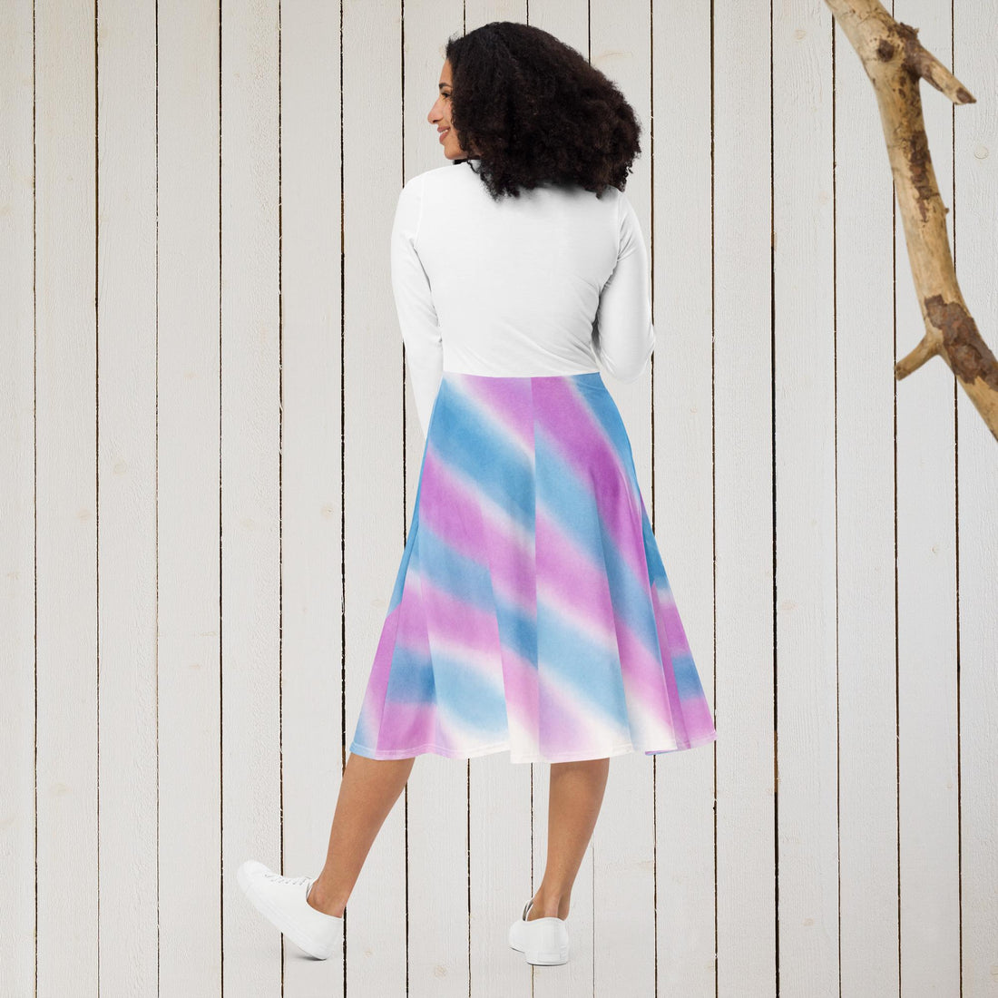 All-over print long sleeve midi dress-Always Blessed Print