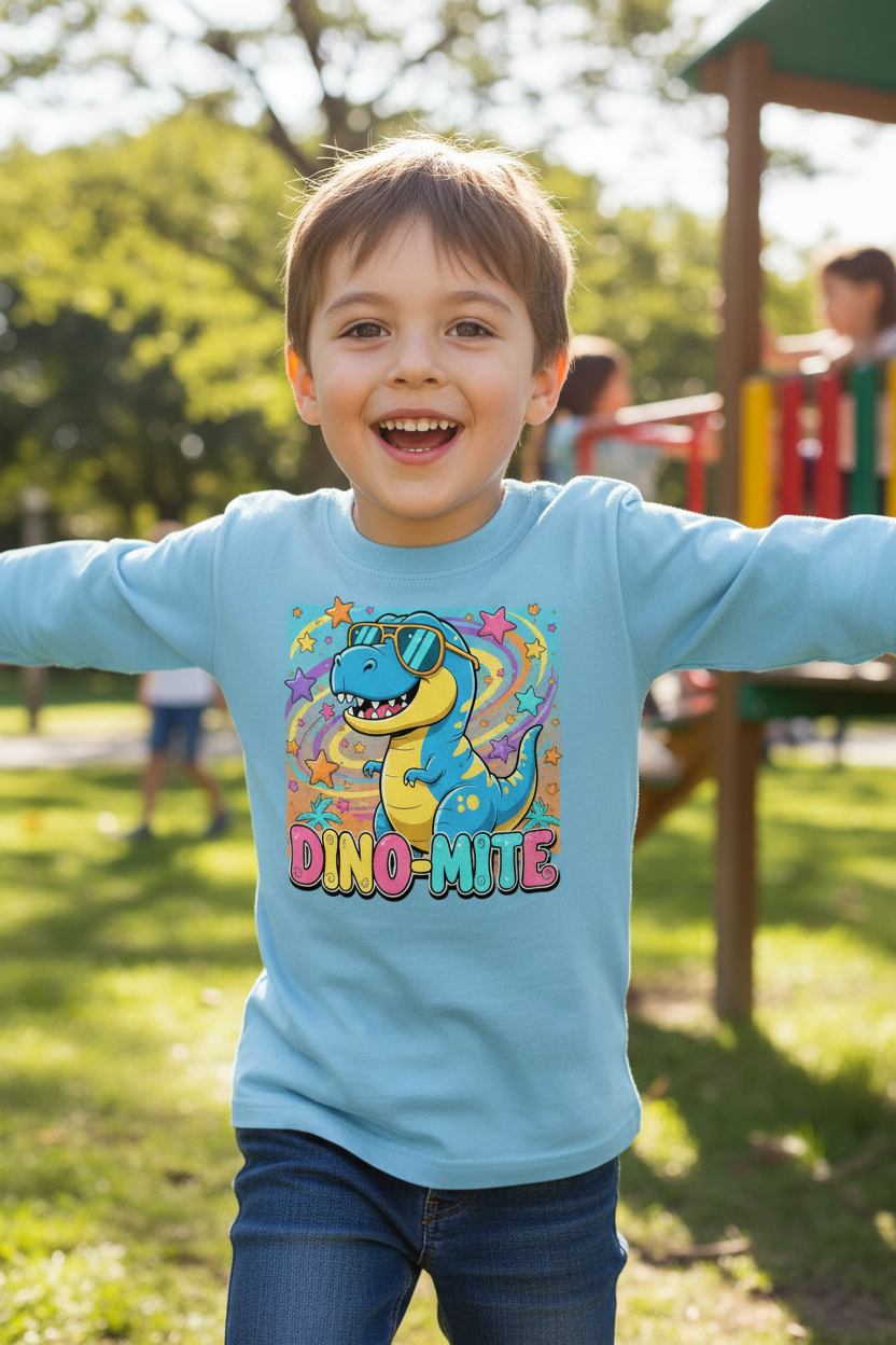 Light Blue Dino-Mite - boy running